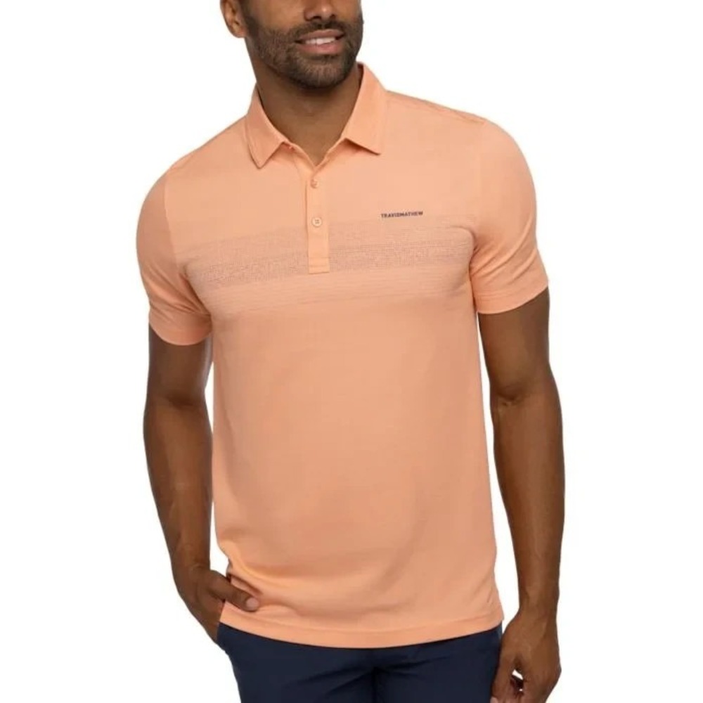 Travis Mathew Mesa Central Performance Golf Polo Shirt in Melon Men Medium NWOT